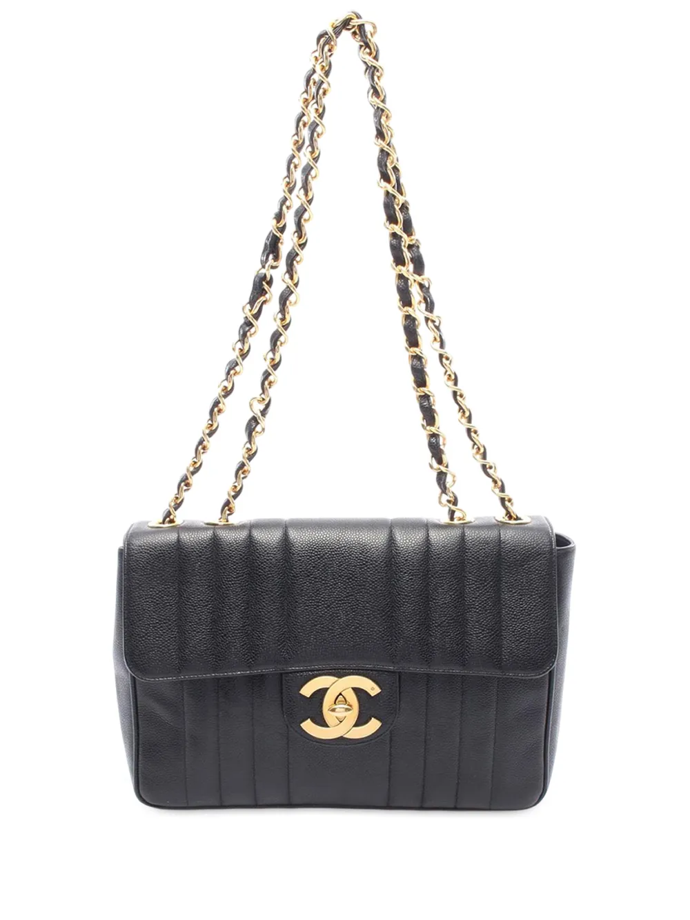 CHANEL Pre-Owned 1991-1994 CC Caviar Vertical Quilted Flap Bag shoulder bag - Nero