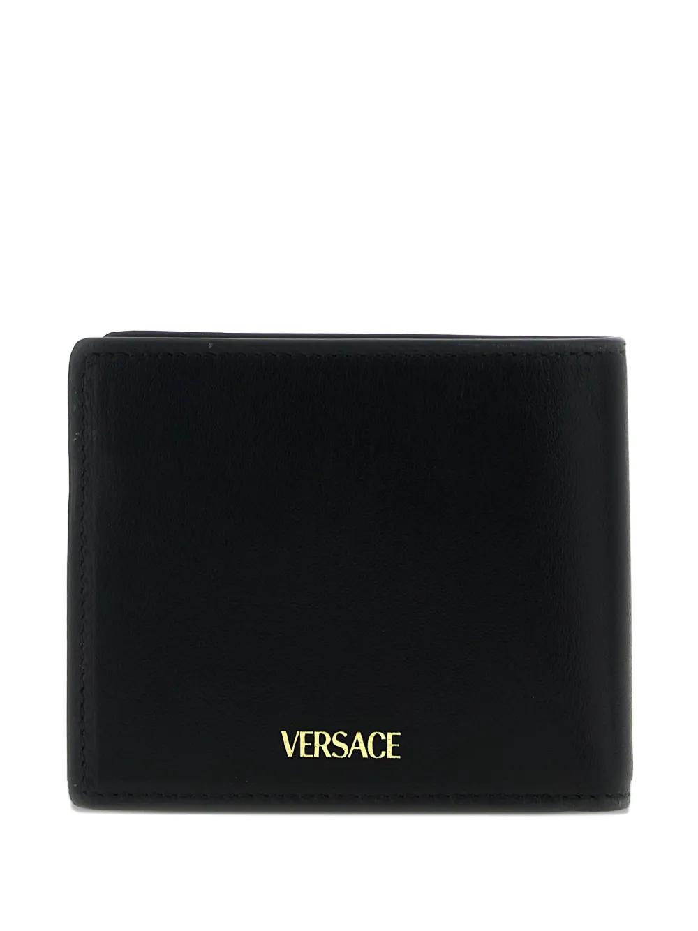 Versace V-logo metal leather wallet - Nero