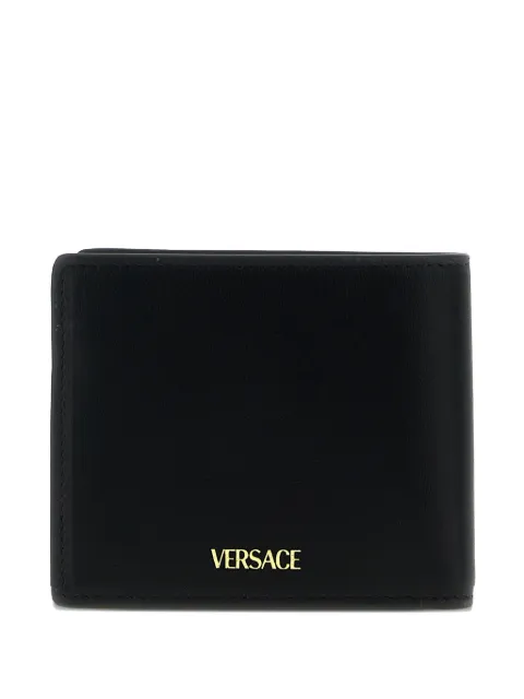 Versace V-logo metal leather wallet
