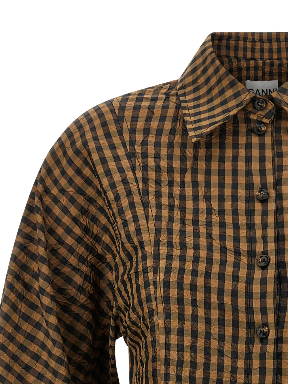 Crinkled Check-Print Shirt