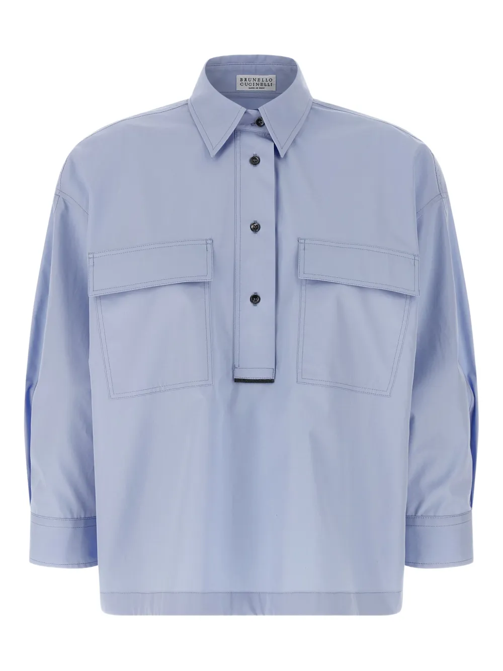 Brunello Cucinelli jewel-detail pocket shirt - Blu