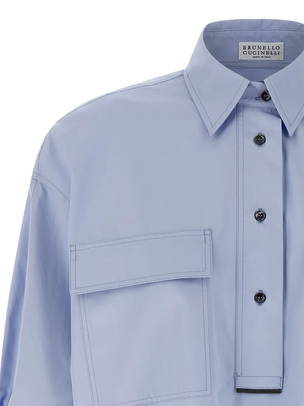 Brunello Cucinelli Blouse met juwelen zak Blauw