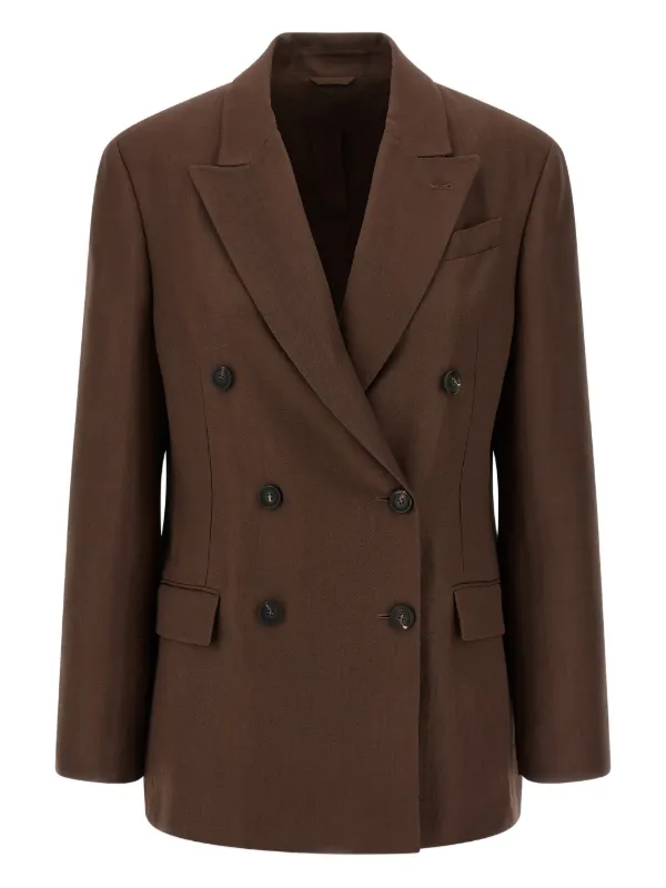 Brunello Cucinelli ピークドラペル ダブルジャケット | ブラウン