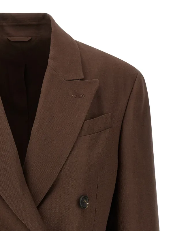 Brunello Cucinelli ピークドラペル ダブルジャケット | ブラウン