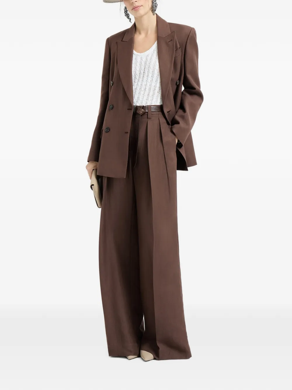 Brunello Cucinelli Blazer met dubbele rij knopen Bruin