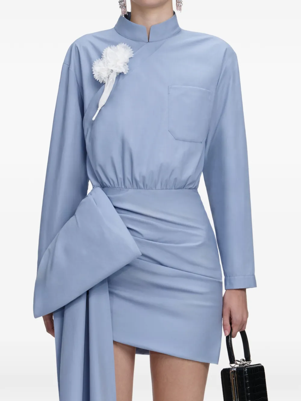 Self-Portrait Mini-jurk met strik Blauw