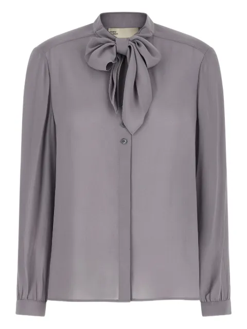 Tory Burch Georgette bow mandarin collar blouse