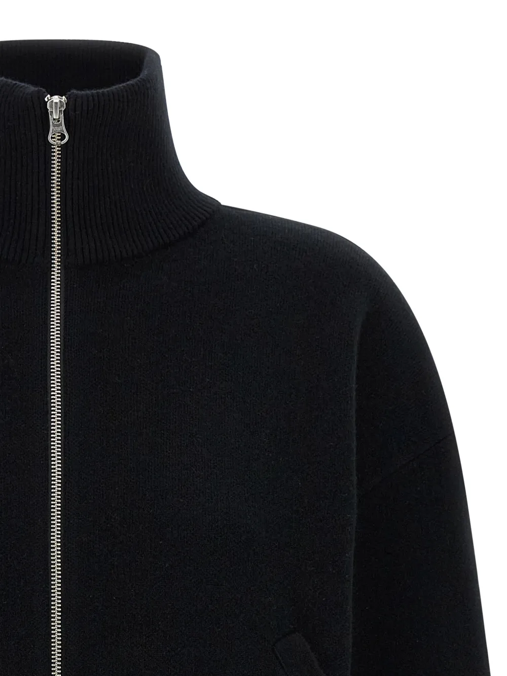 extreme cashmere N°385 Xtra Cute vest met hoge hals en rits Zwart