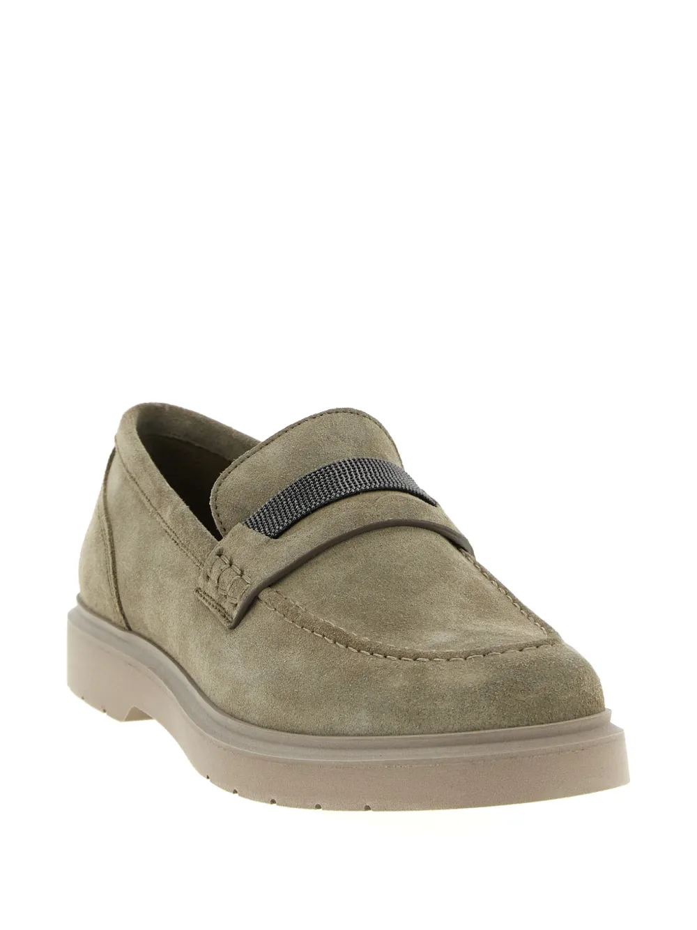 Brunello Cucinelli monili-detail suede loafers - Beige