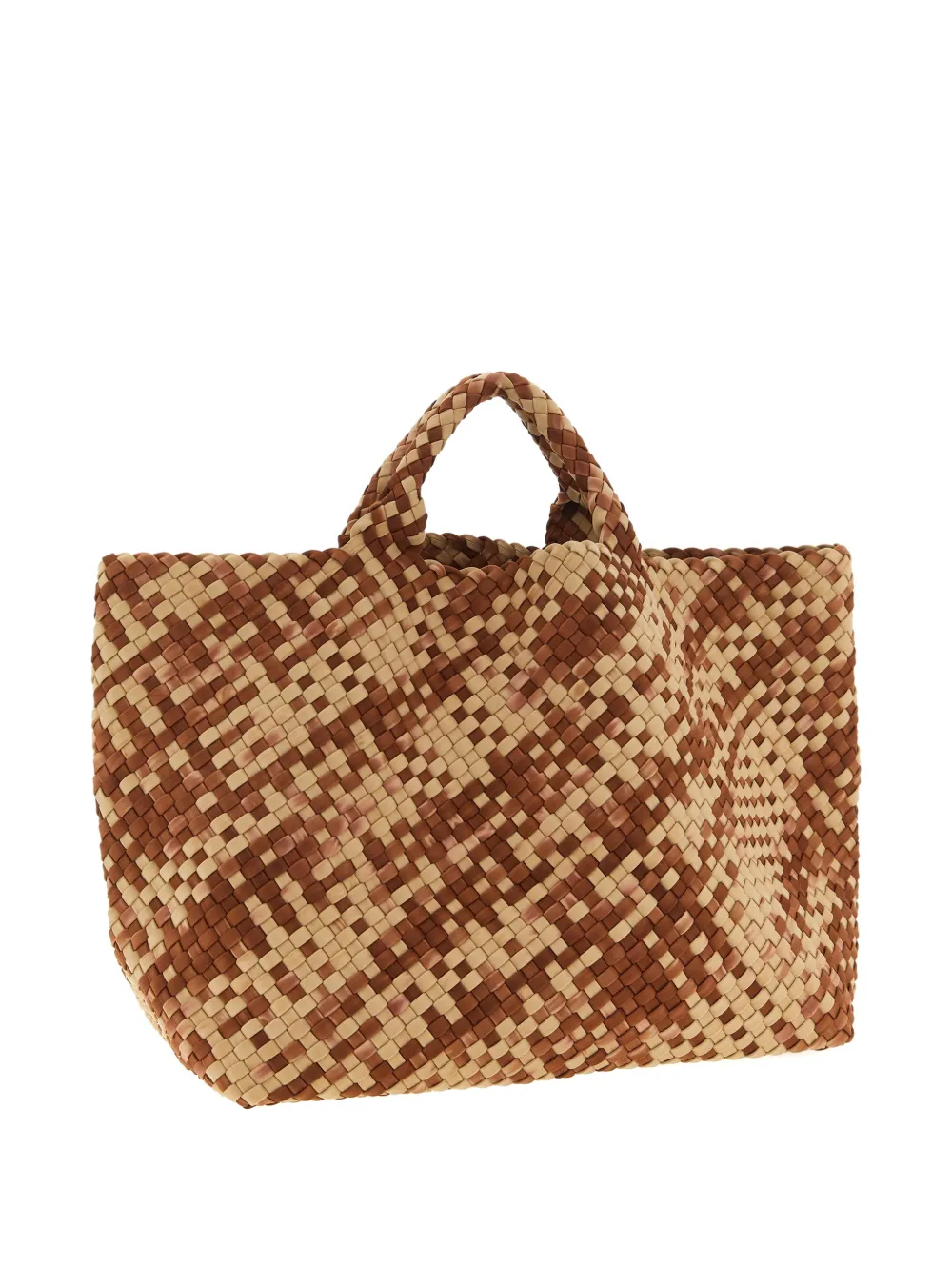 NAGHEDI large St. Barths handwoven two-tone tote bag - Beige
