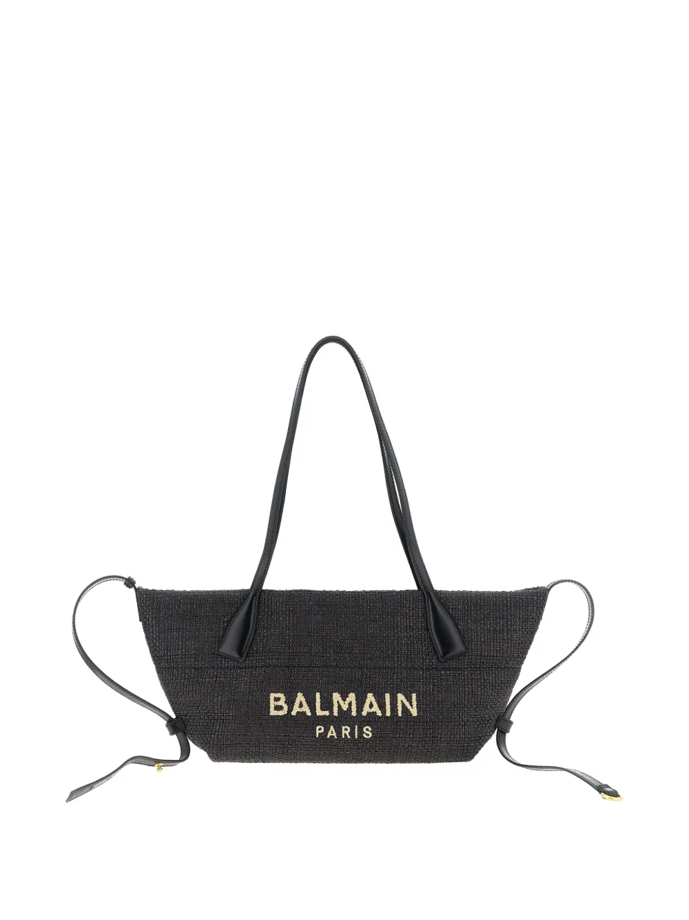 Balmain Track raffia tote bag - Nero