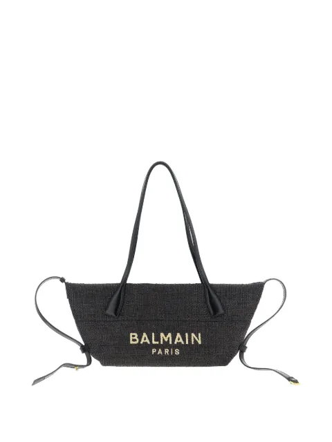 Balmain Track raffia tote bag