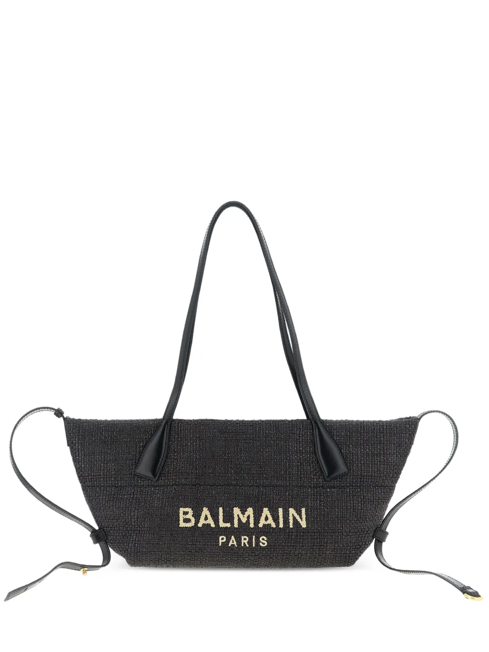 Balmain Track raffia tote bag - Nero