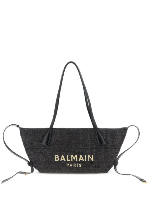 Balmain Track raffia tote bag