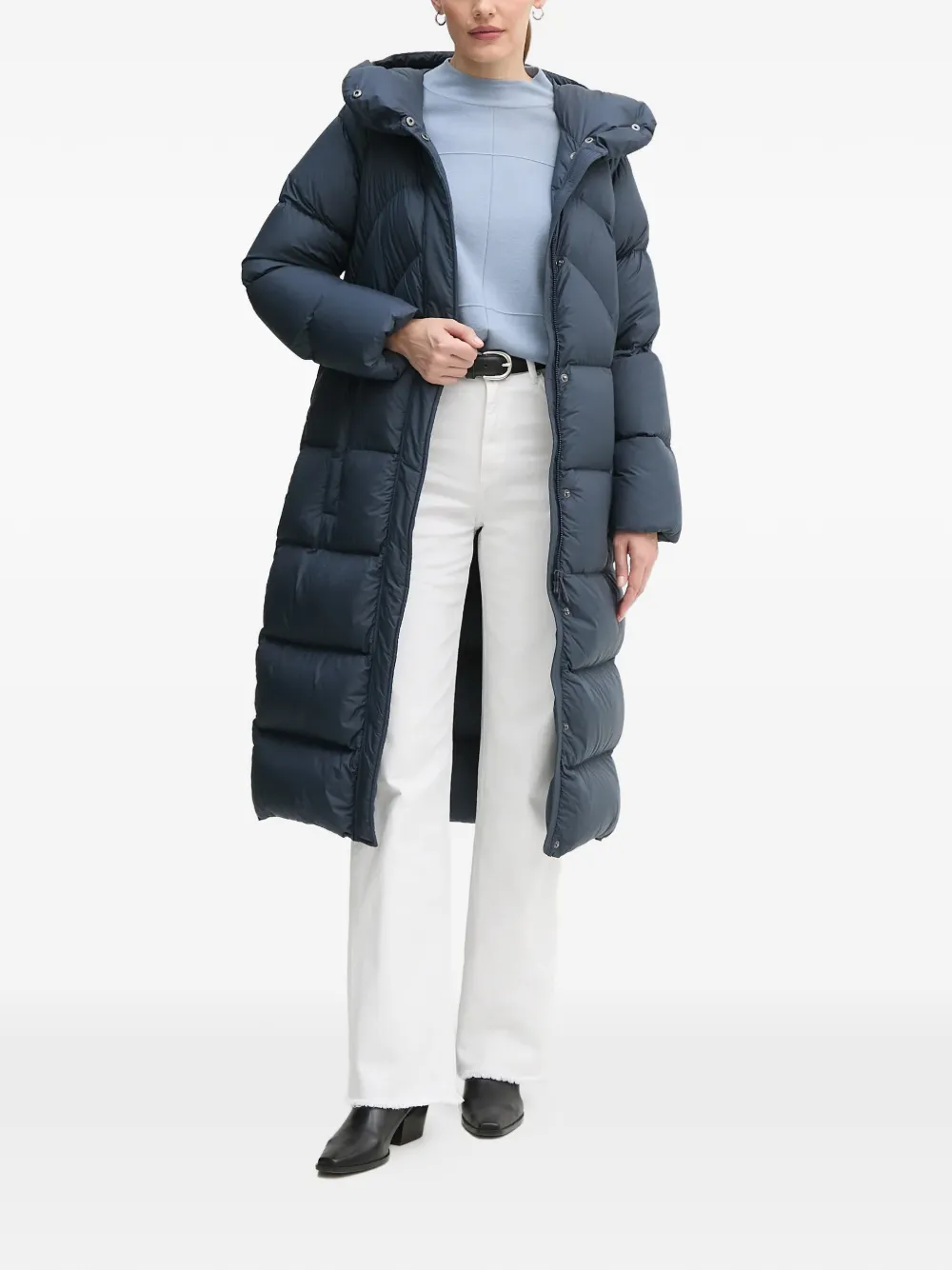 Colmar hooded belted coat - Blauw