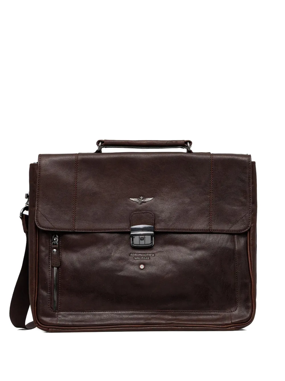 Aeronautica Militare top-handle briefcase - Braun