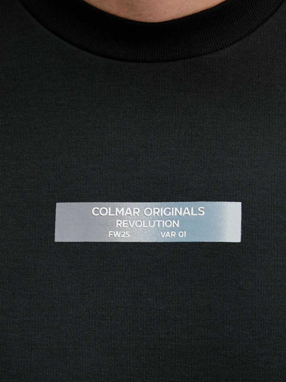 Colmar Sweater met ronde hals en applicatie Zwart