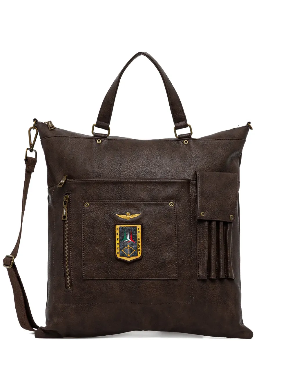 Aeronautica Militare appliqué-detals laptop bag - Braun