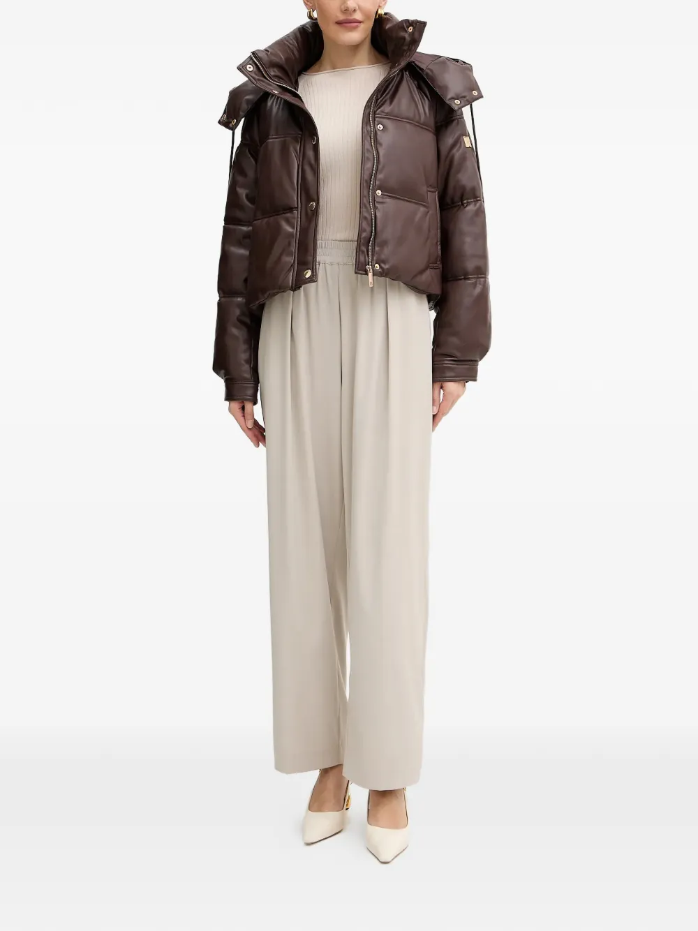  Fracomina Hooded Quilted Jacket - Brown 