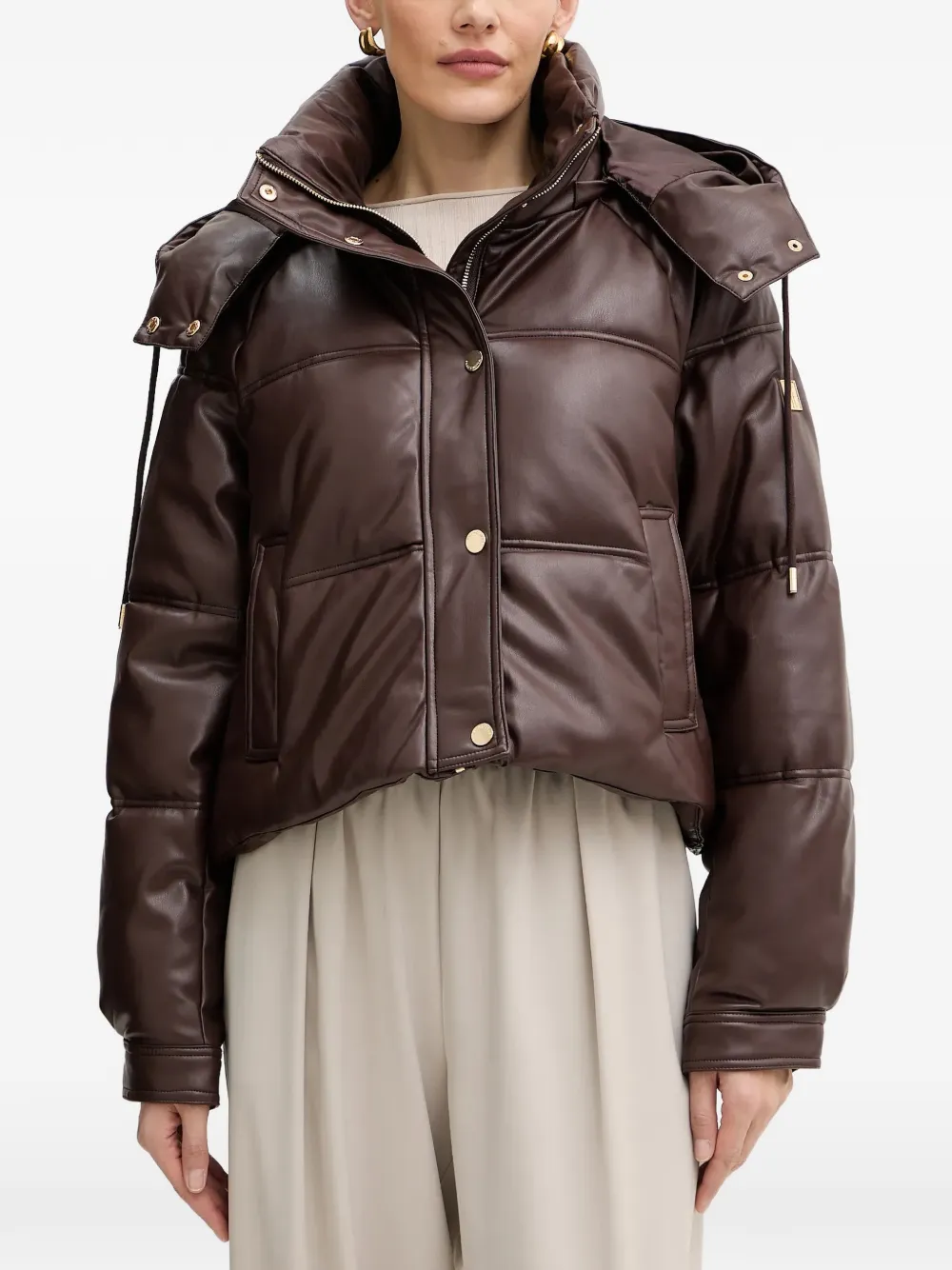 FRACOMINA hooded quilted jacket - Marrone