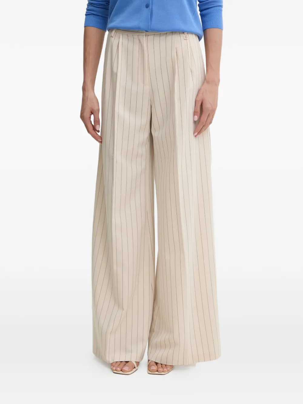 FRACOMINA Cropped pinstripe wide-leg trousers - Toni neutri