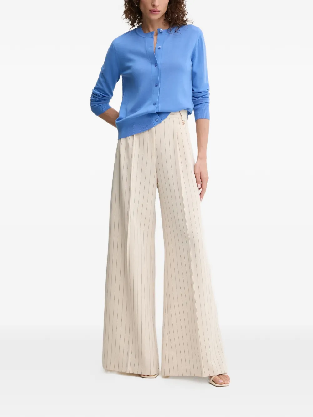 FRACOMINA Cropped pinstripe wide-leg trousers - Beige