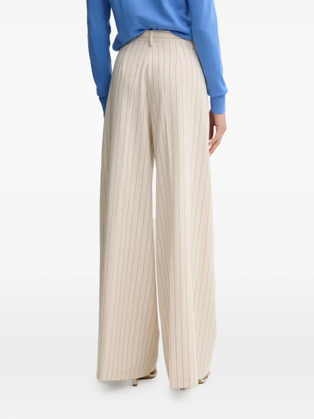 FRACOMINA Cropped broek met krijtstreep en wijde pjipen Beige