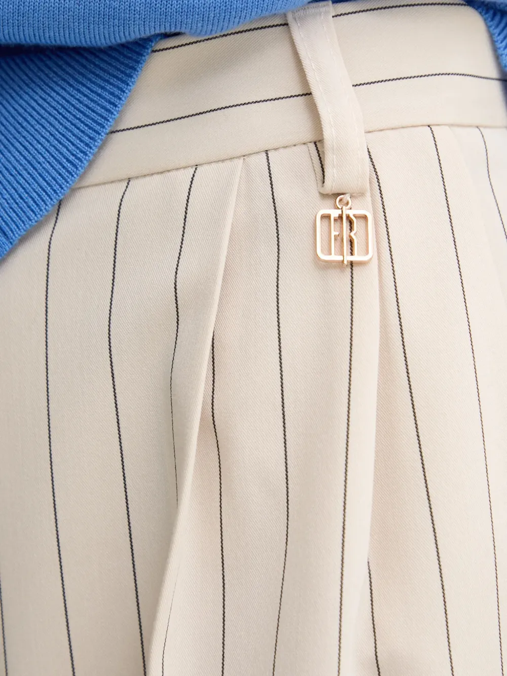 FRACOMINA Cropped broek met krijtstreep en wijde pjipen Beige