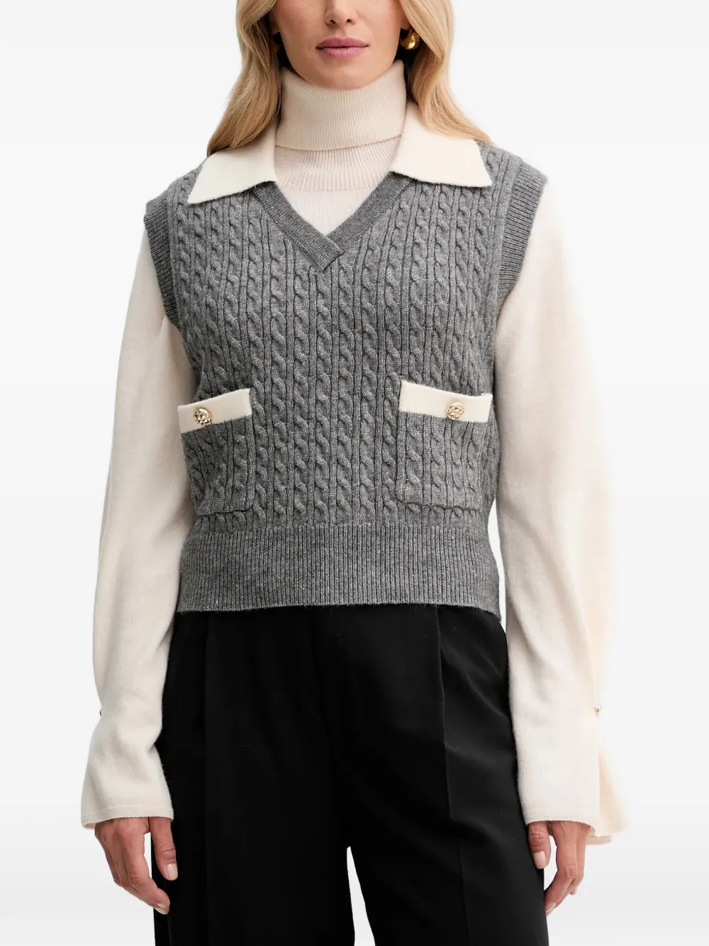 FRACOMINA cable-knit pocket knitwear - Grigio