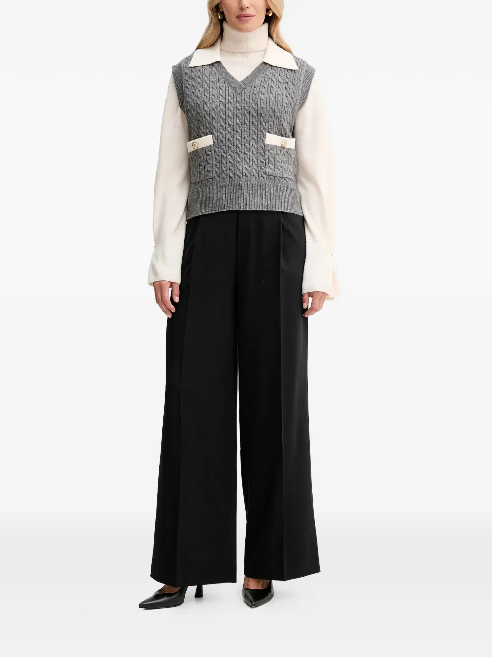  Fracomina Cable-knit Pocket Knitwear - Grey 