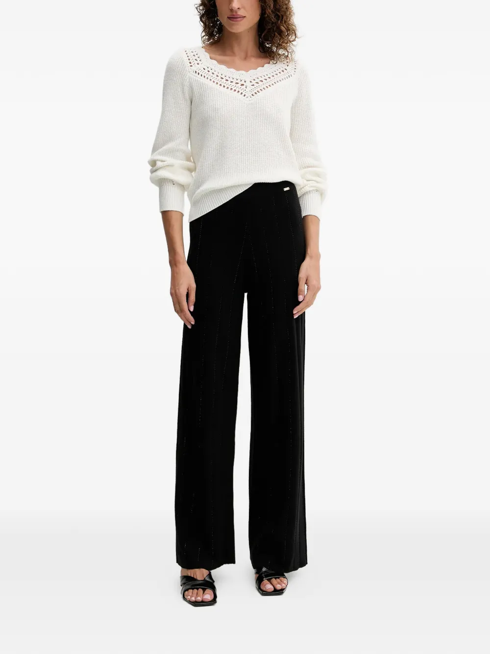 FRACOMINA studded wide trousers - Zwart
