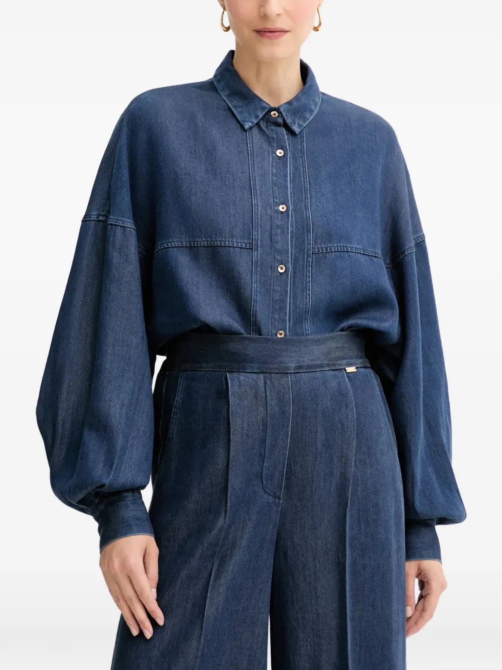 FRACOMINA balloon-sleeve denim shirt - Blu