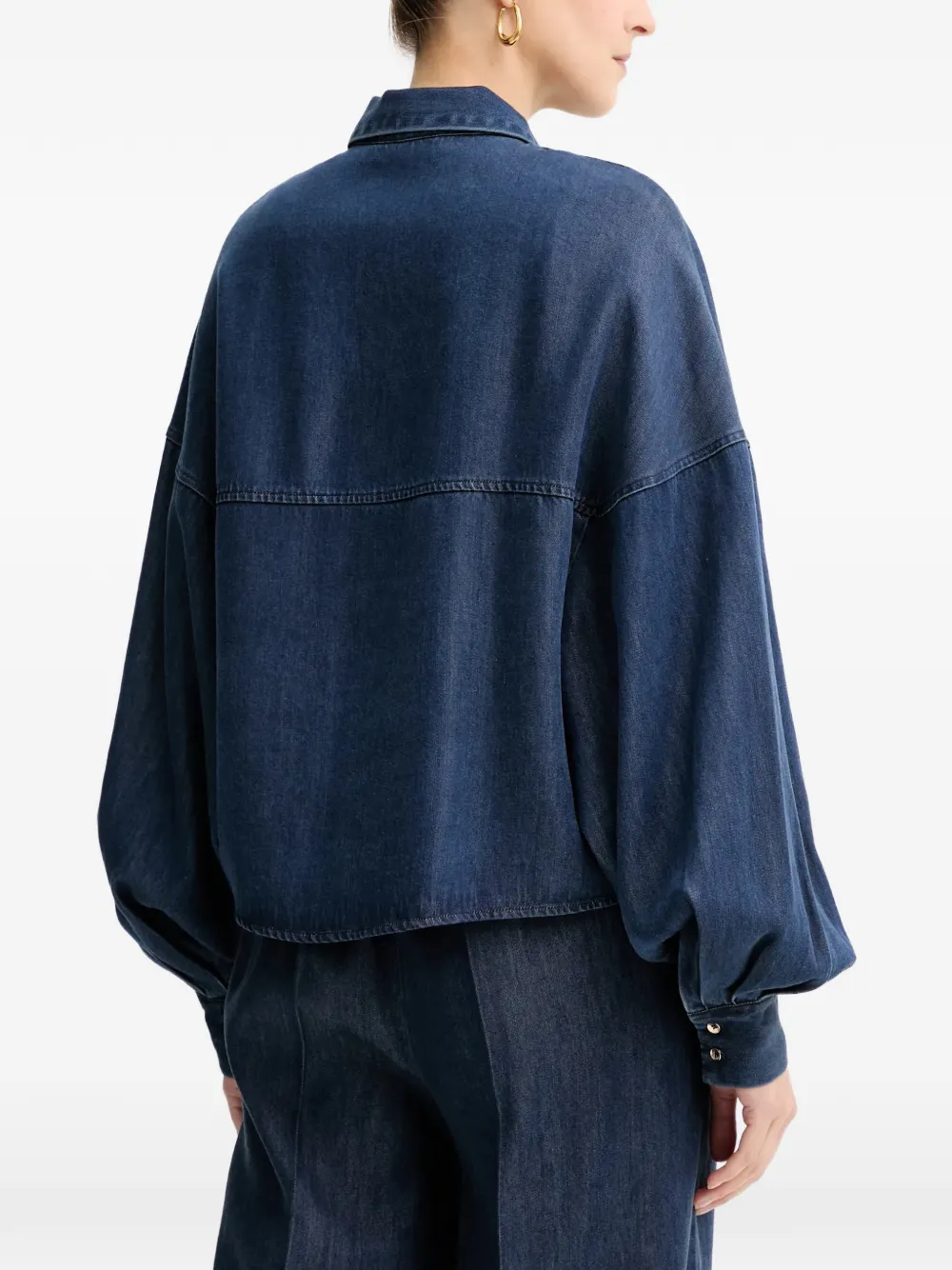 Balloon-Sleeve Denim Shirt
