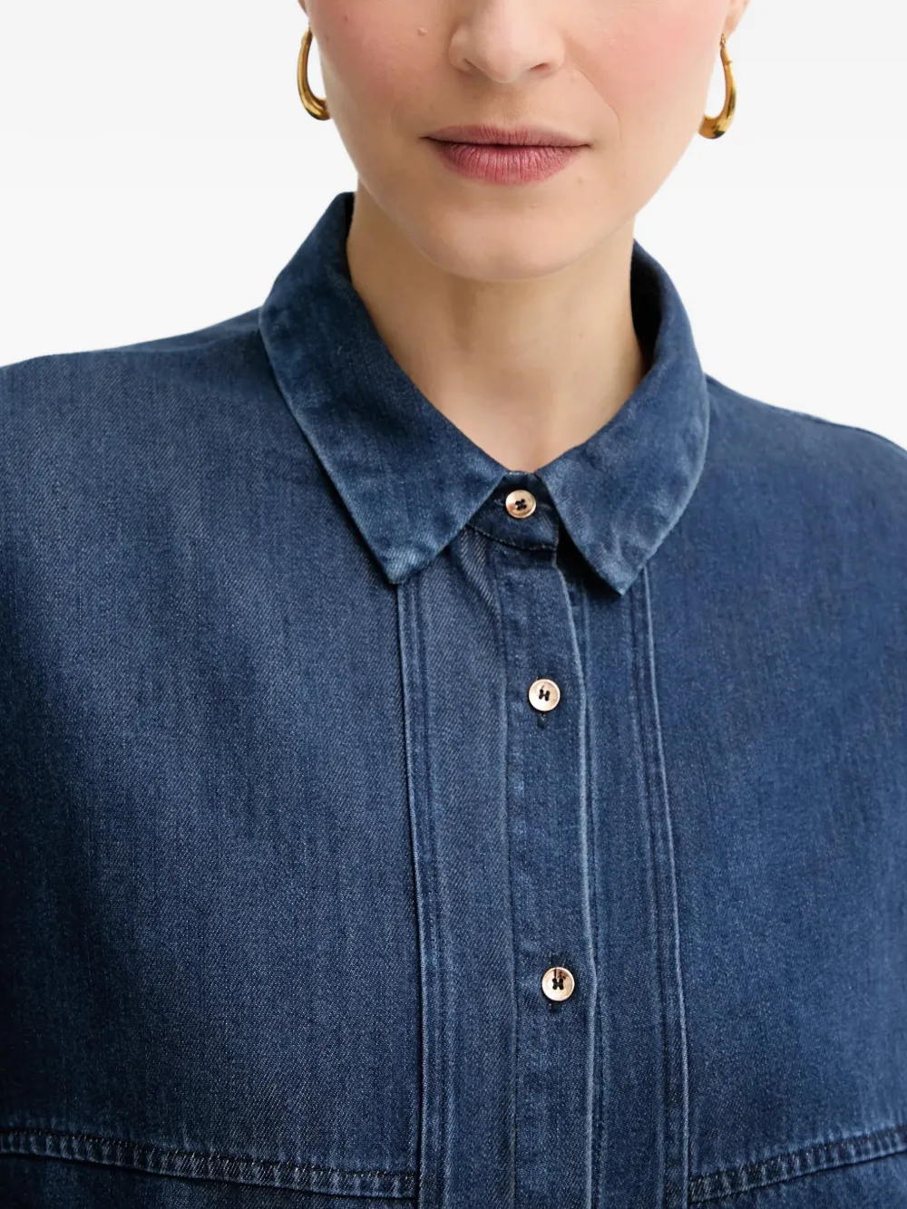 Balloon-Sleeve Denim Shirt