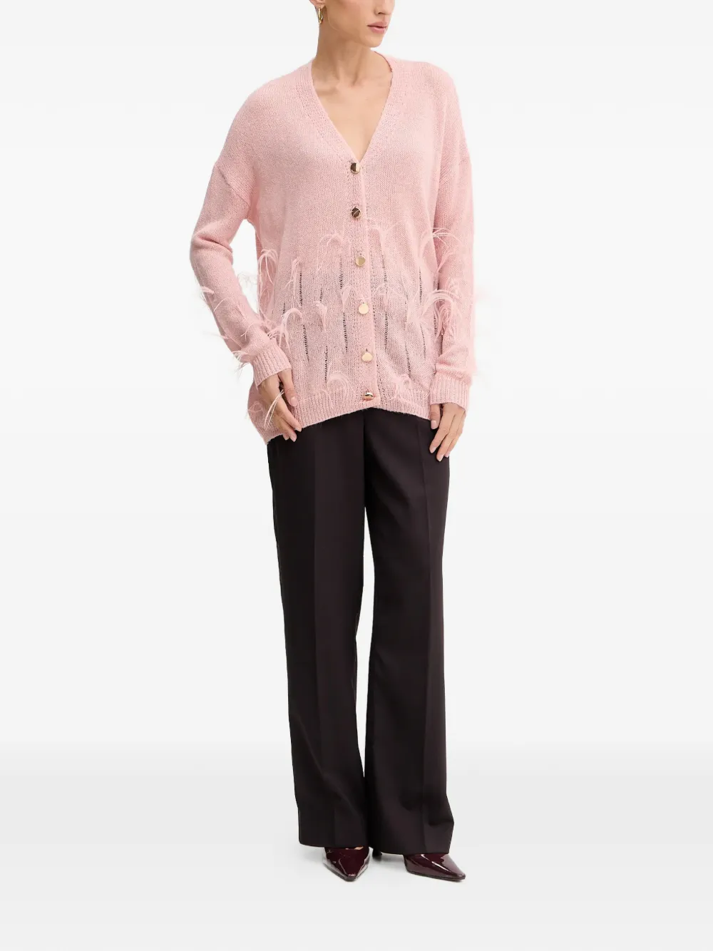 FRACOMINA feather button knitwear - Rosa