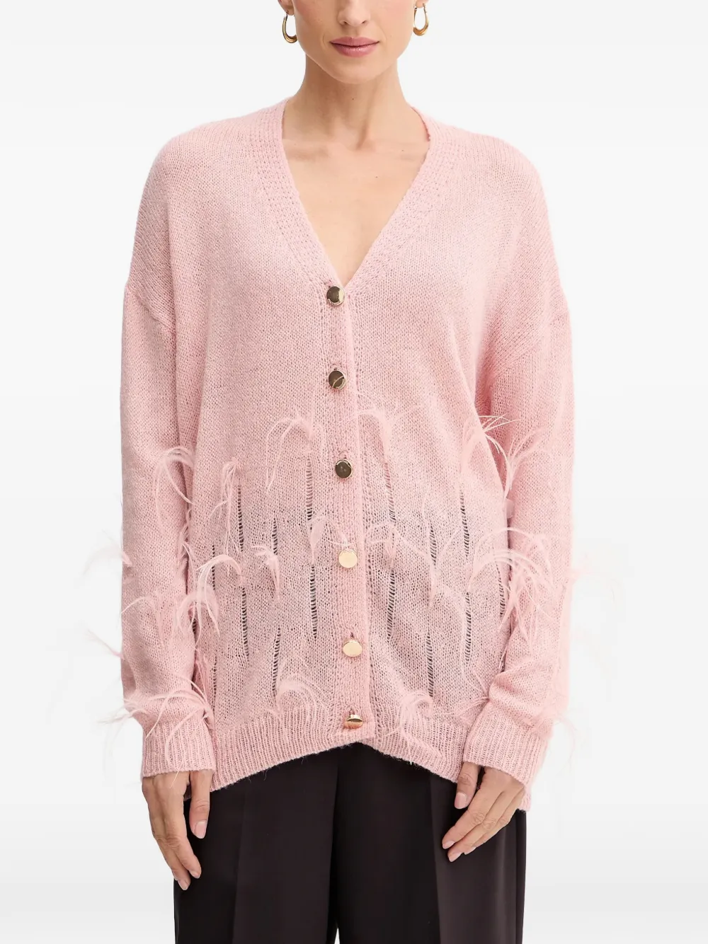 FRACOMINA feather button knitwear - Pink