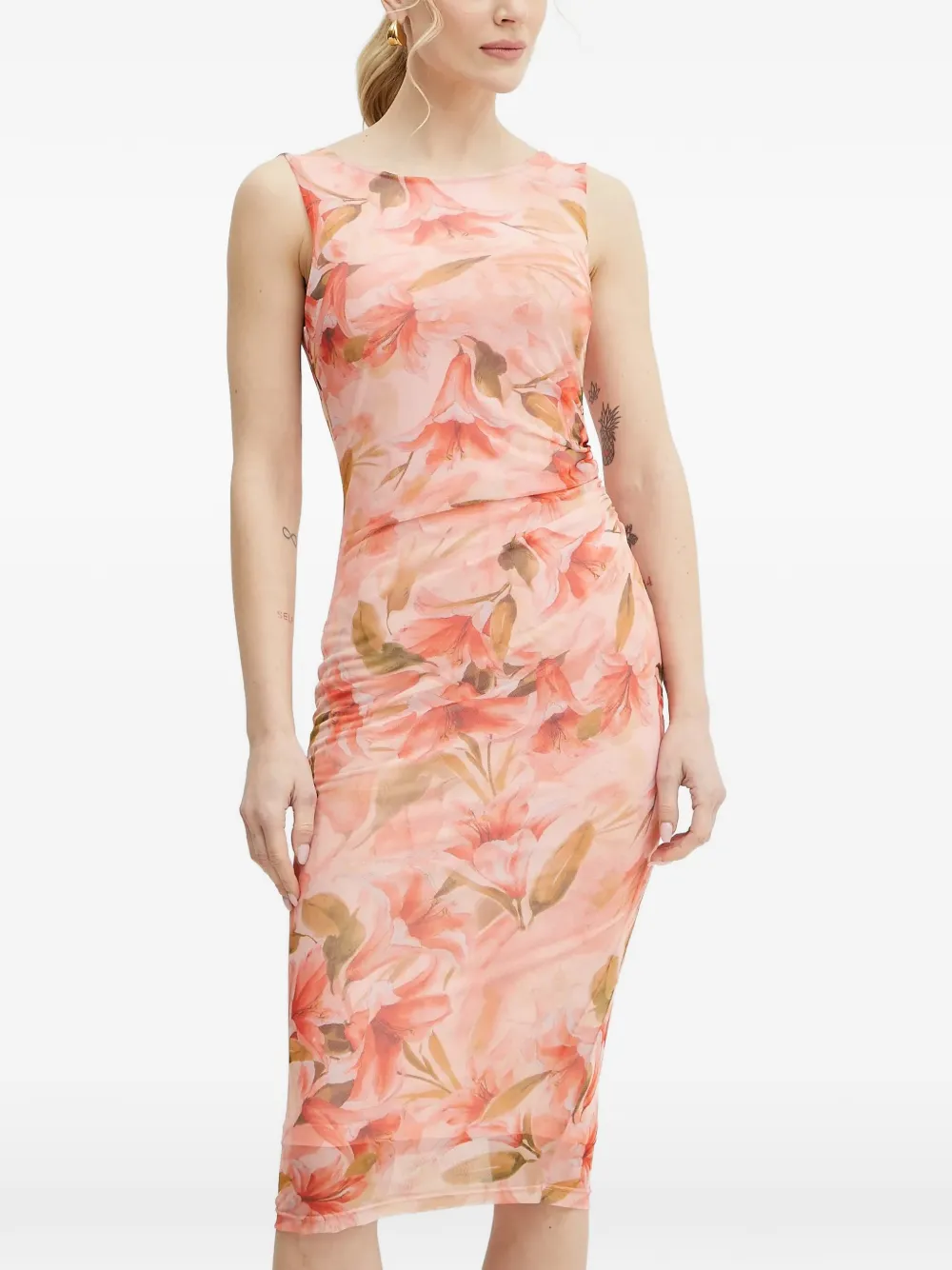 FRACOMINA floral-print sleeveless midi dress - Rosa