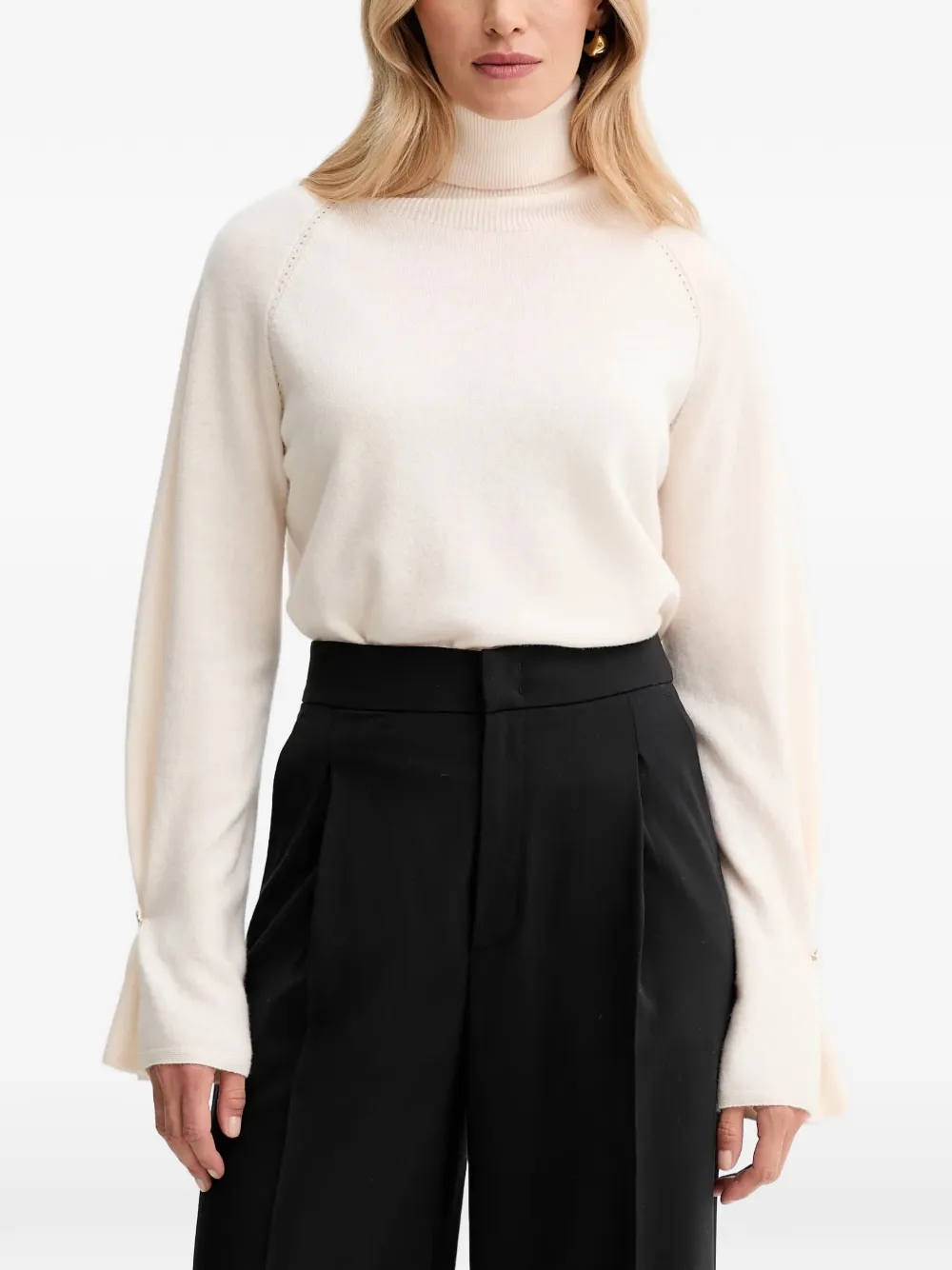 FRACOMINA gold-tone-button roll-neck sweater - Toni neutri