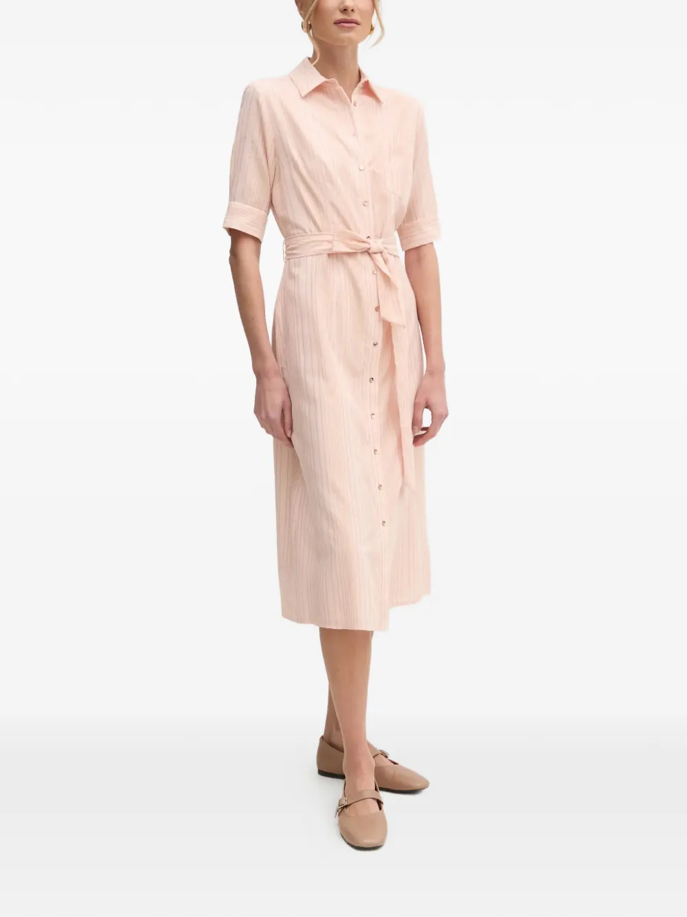 FRACOMINA belted striped shirt dress - Roze