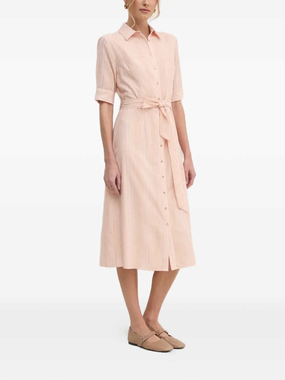 FRACOMINA belted striped shirt dress - Rosa