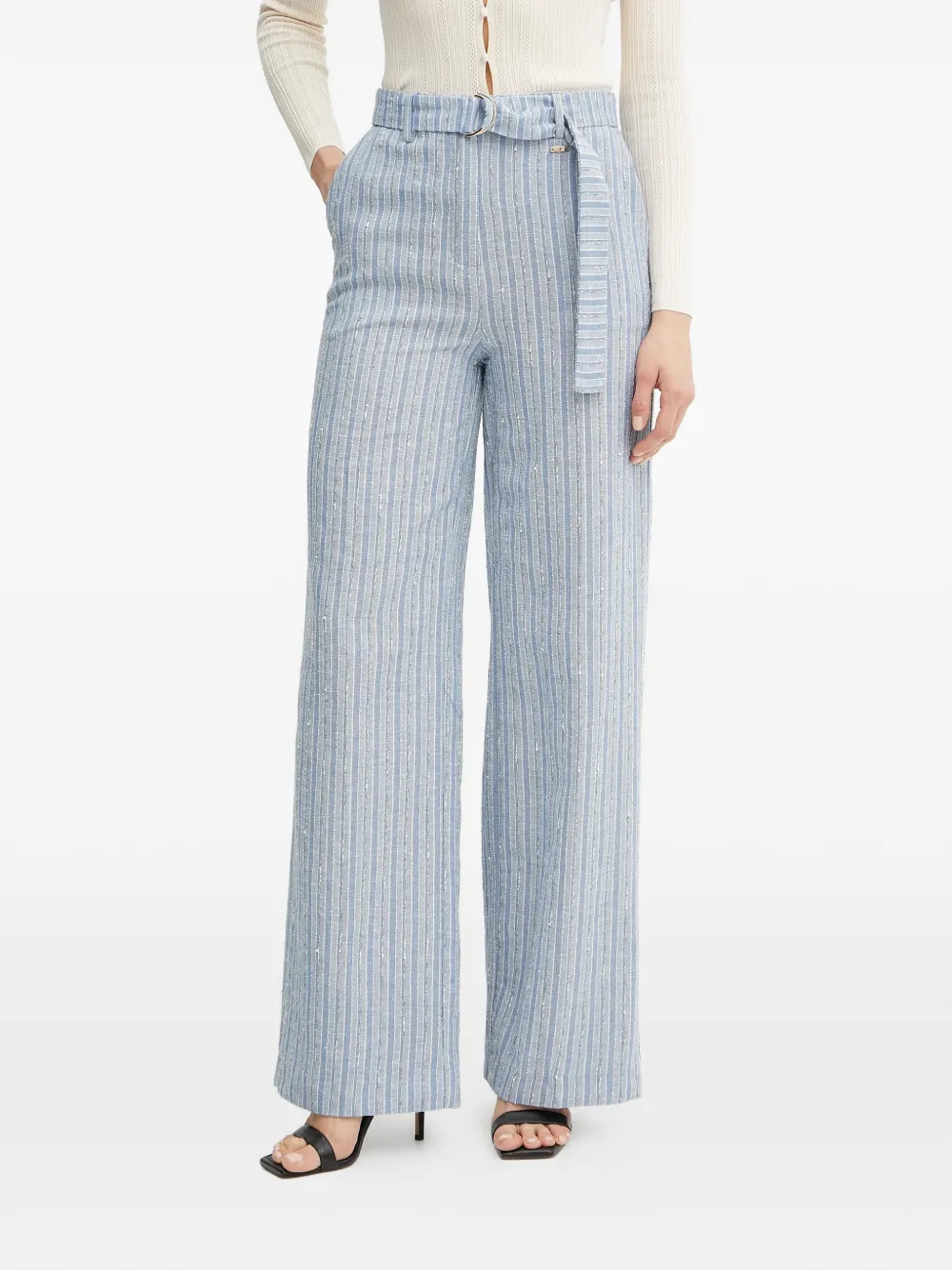 FRACOMINA striped belted trousers - Blu