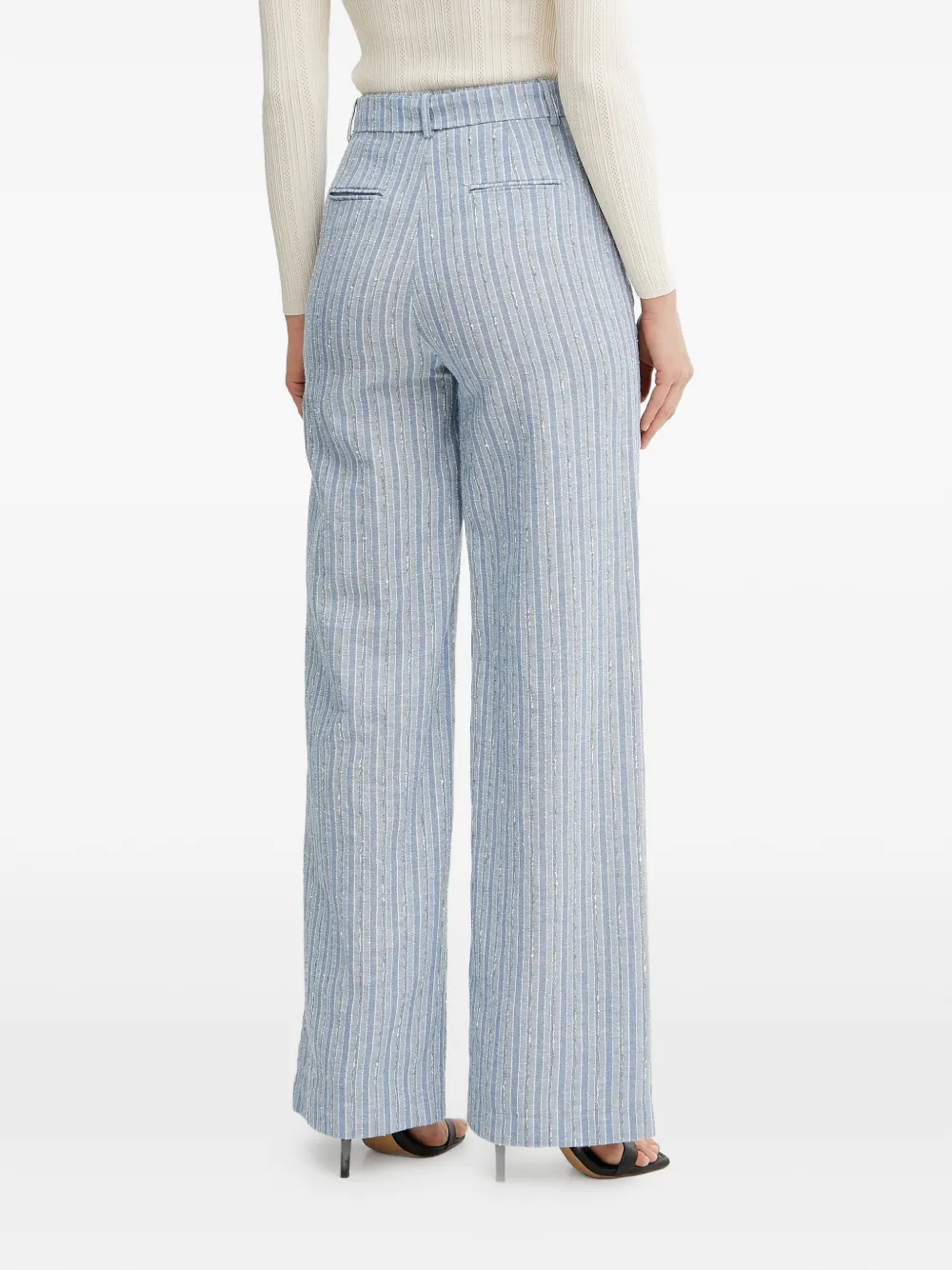 FRACOMINA Gestreepte broek met ceintuur Blauw