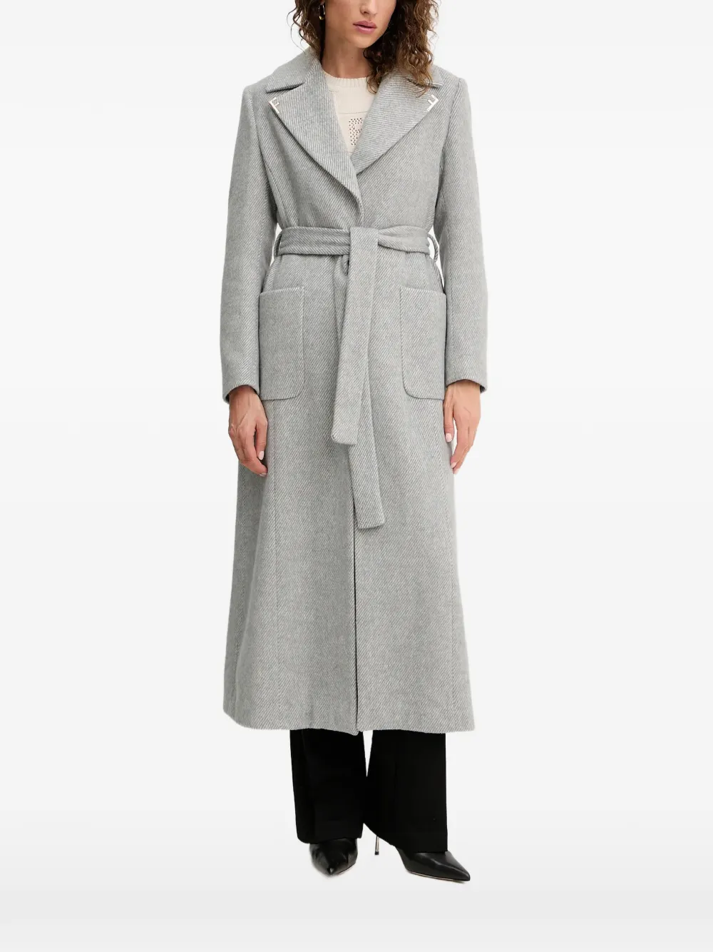 FRACOMINA herringbone-pattern belted coat - Grigio