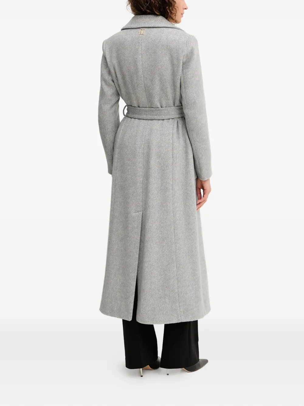  Fracomina Herringbone-pattern Belted Coat - Grey 