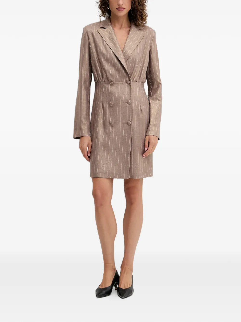FRACOMINA pinstriped double-breasted dress - Beige