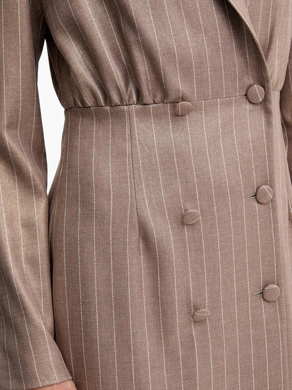 FRACOMINA Jurk met krijtstreep en dubbele rij knopen Beige