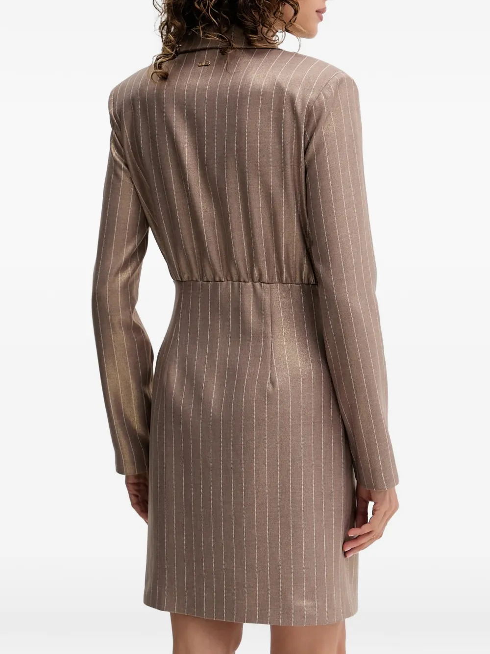 FRACOMINA Jurk met krijtstreep en dubbele rij knopen Beige