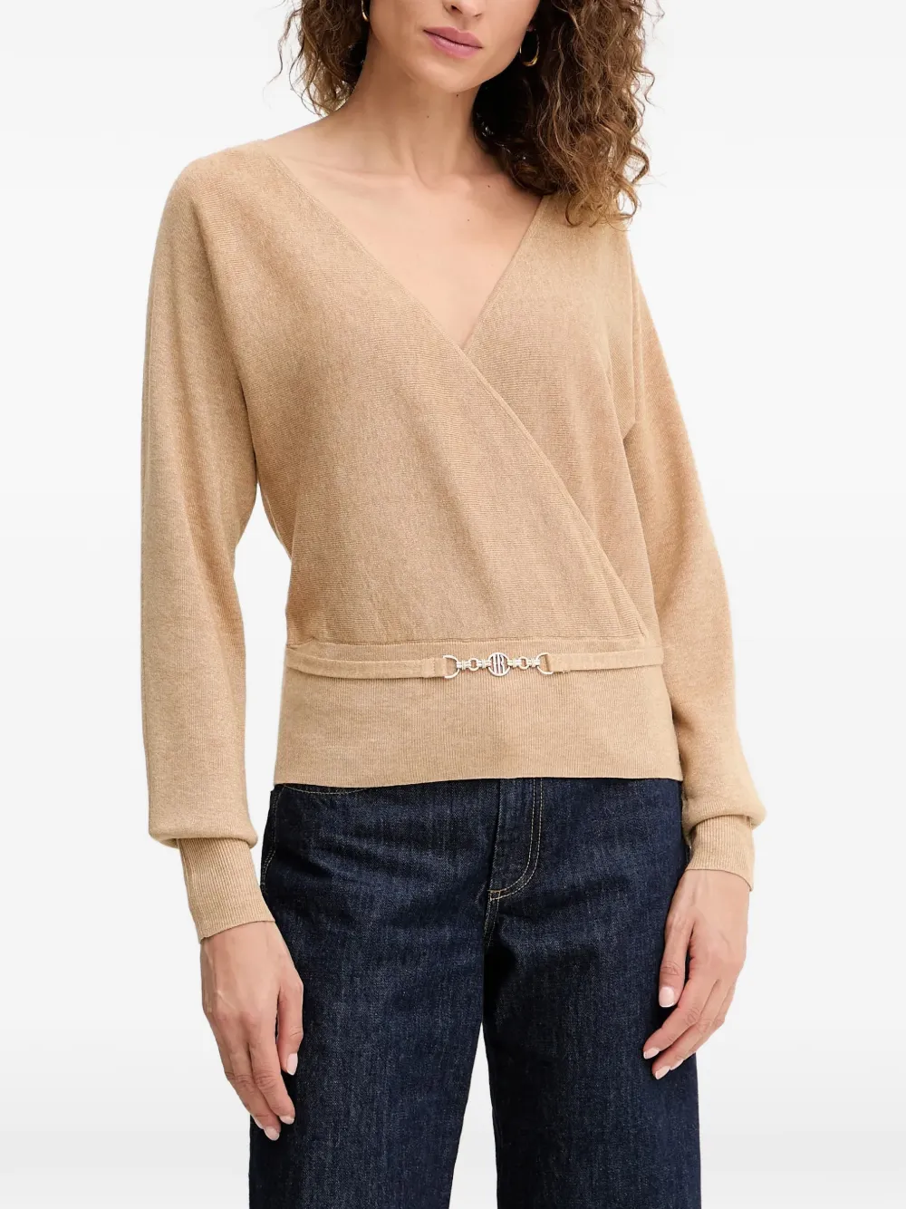 FRACOMINA V-neck buckle sweater - Toni neutri