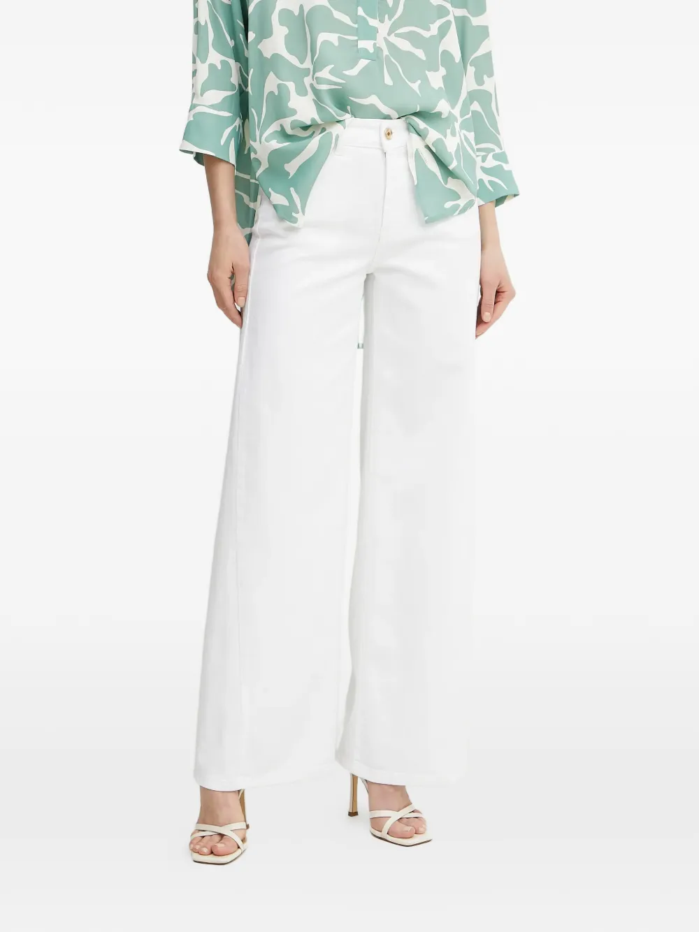 FRACOMINA back patch wide-leg trousers - Weiß