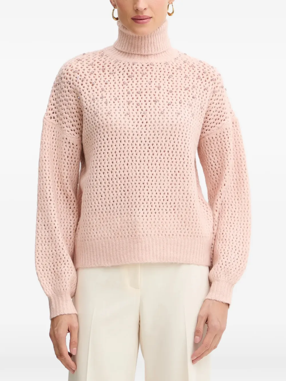 FRACOMINA crystal-embellished roll-neck sweater - Rosa